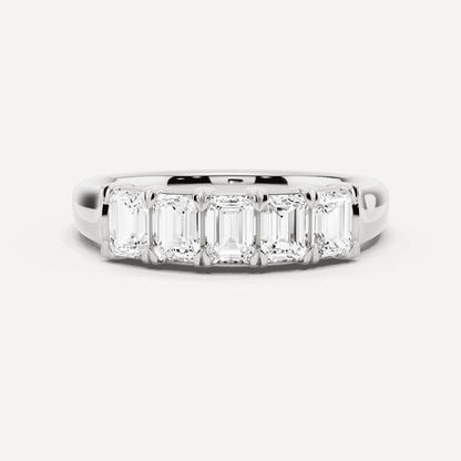 1 ctw Emerald Diamond Five Stone Anniversary Band - Lotus Diamond