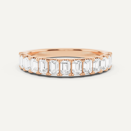 1 ctw Emerald Diamond Prong Set Wedding Band - Lotus Diamond