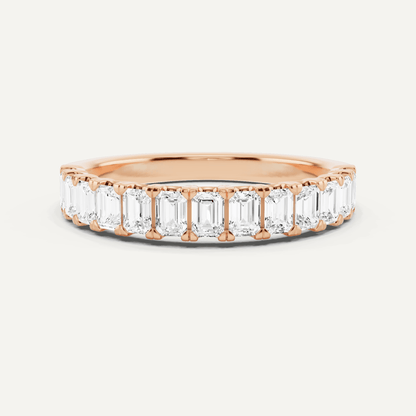 1 ctw Emerald Diamond Prong Set Wedding Band - Lotus Diamond