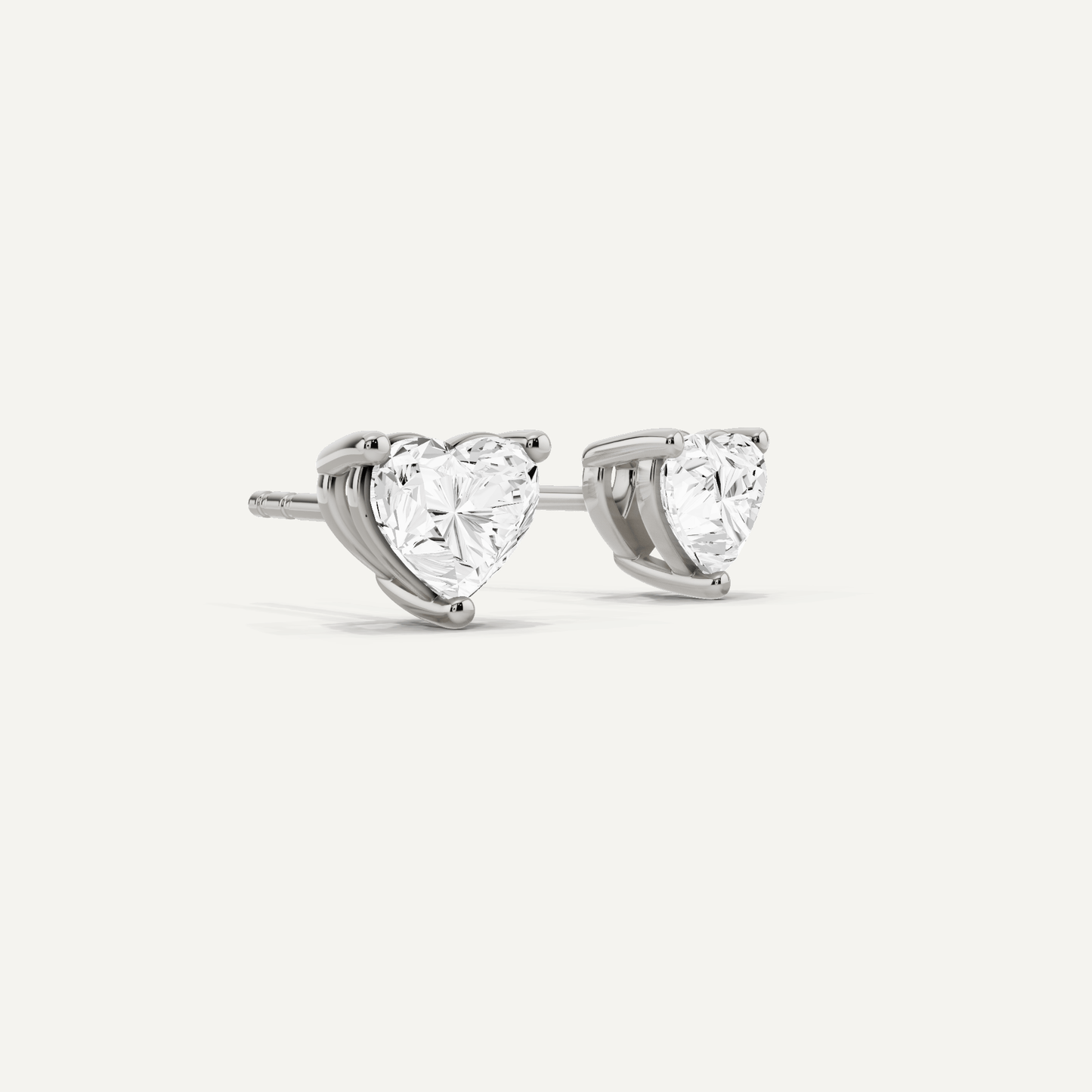 1 ctw Heart Diamond Solitaire Stud Earrings - Lotus Diamond