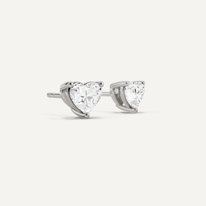 1 ctw Heart Diamond Solitaire Stud Earrings - Lotus Diamond