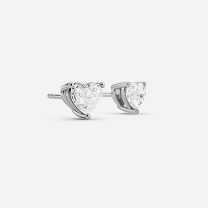 1 ctw Heart Diamond Solitaire Stud Earrings - Lotus Diamond