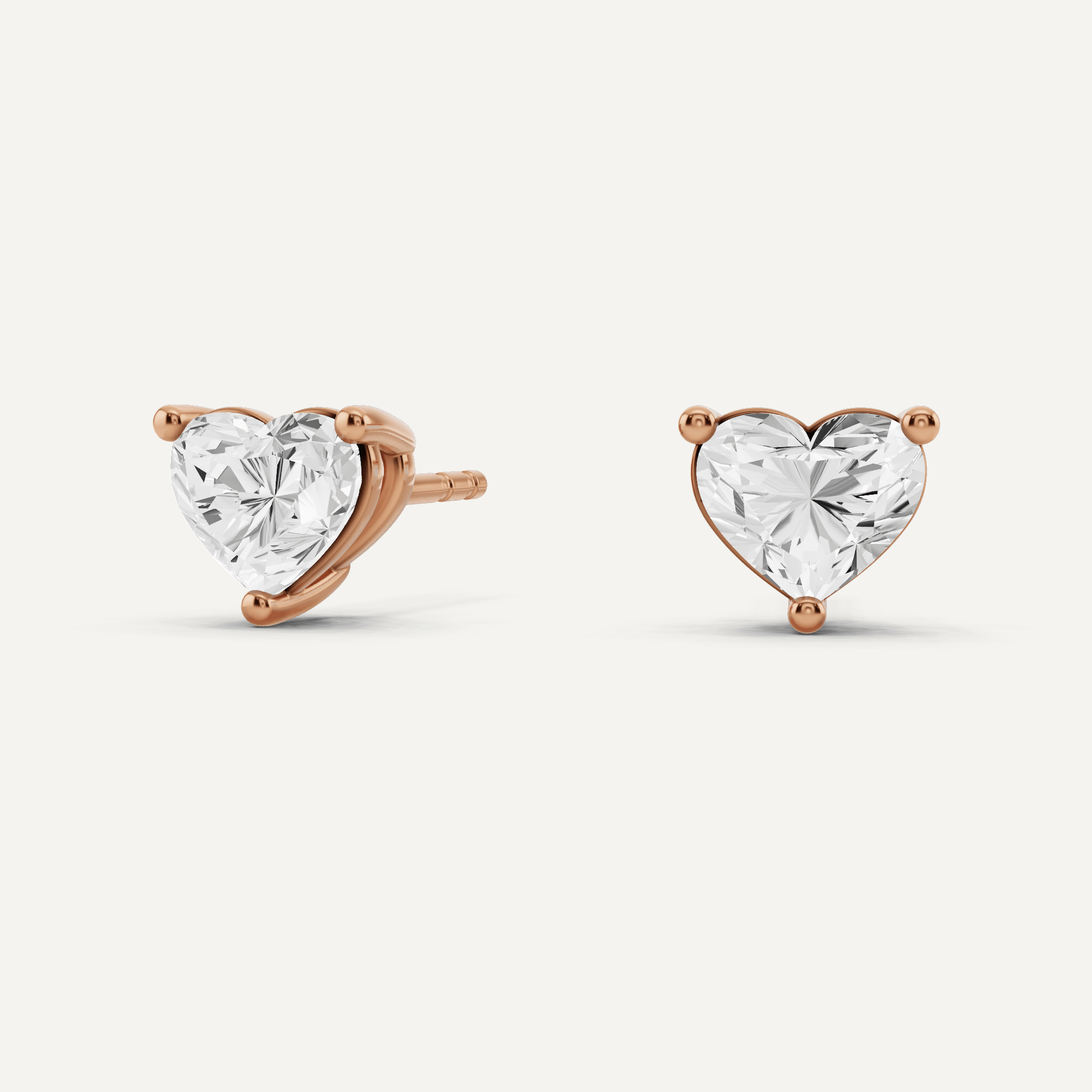 1 ctw Heart Diamond Solitaire Stud Earrings - Lotus Diamond