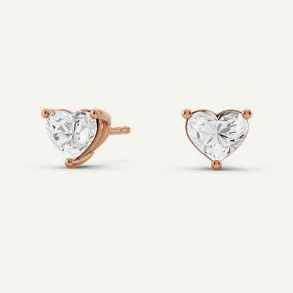 1 ctw Heart Diamond Solitaire Stud Earrings - Lotus Diamond