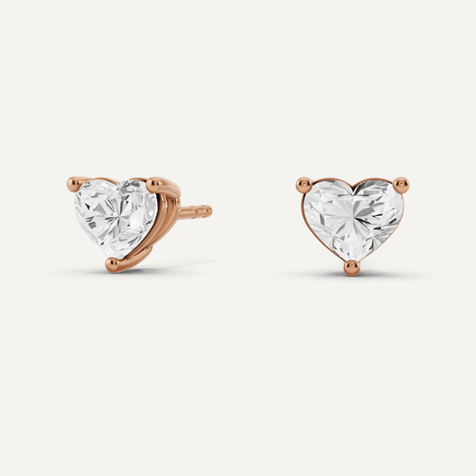 1 ctw Heart Diamond Solitaire Stud Earrings - Lotus Diamond
