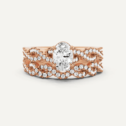 1 ctw Oval Diamond Double Twist Bridal Set - Lotus Diamond