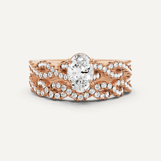 1 ctw Oval Diamond Double Twist Bridal Set - Lotus Diamond