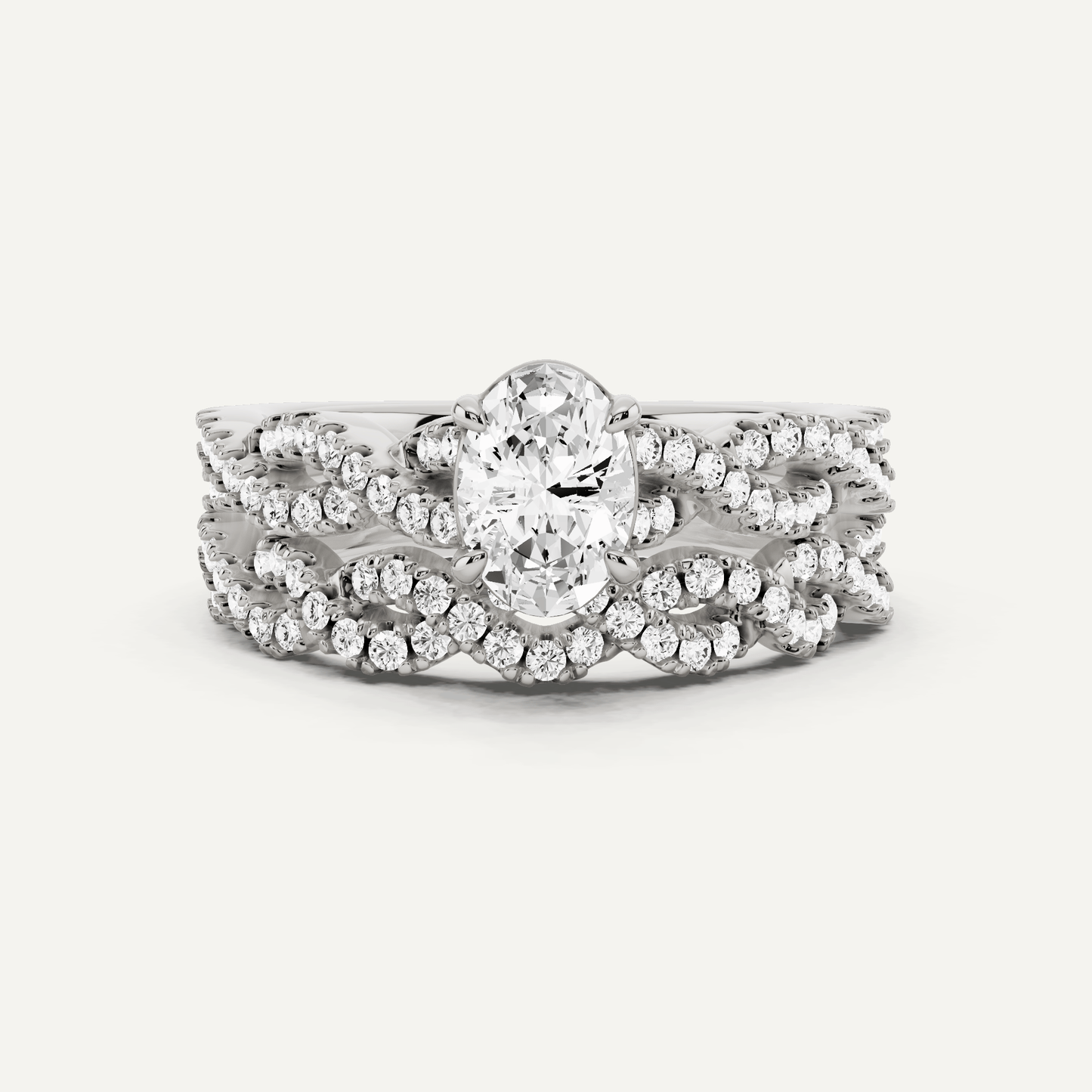 1 ctw Oval Diamond Double Twist Bridal Set - Lotus Diamond