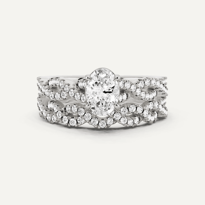1 ctw Oval Diamond Double Twist Bridal Set - Lotus Diamond