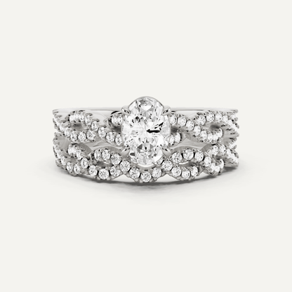1 ctw Oval Diamond Double Twist Bridal Set - Lotus Diamond