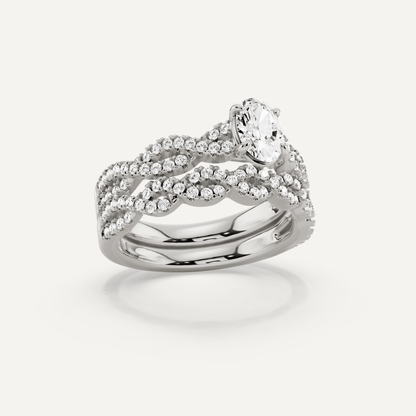 1 ctw Oval Diamond Double Twist Bridal Set - Lotus Diamond