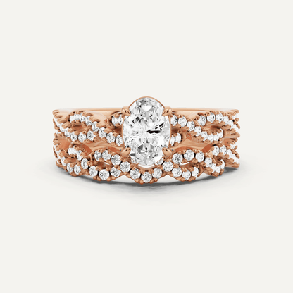 1 ctw Oval Diamond Double Twist Bridal Set - Lotus Diamond