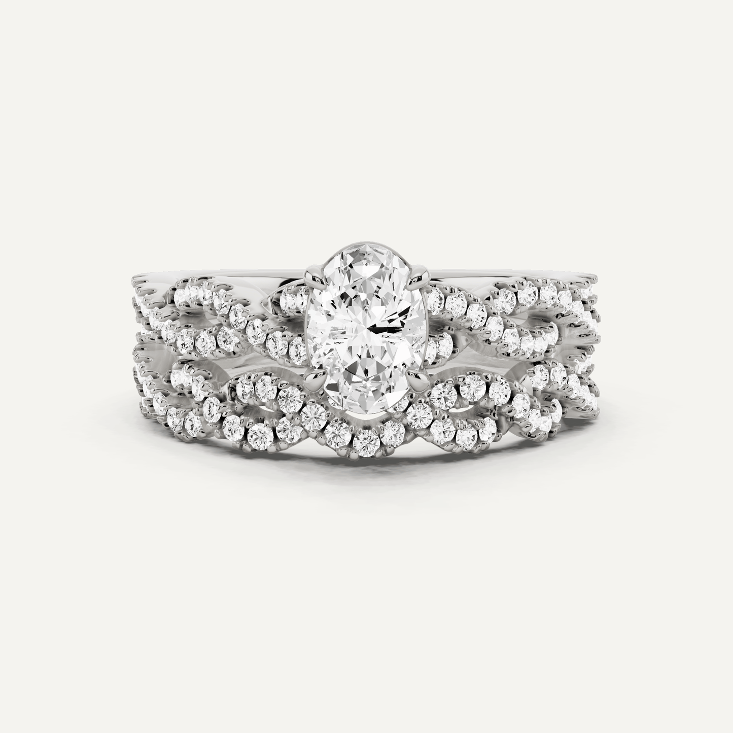 1 ctw Oval Diamond Double Twist Bridal Set - Lotus Diamond