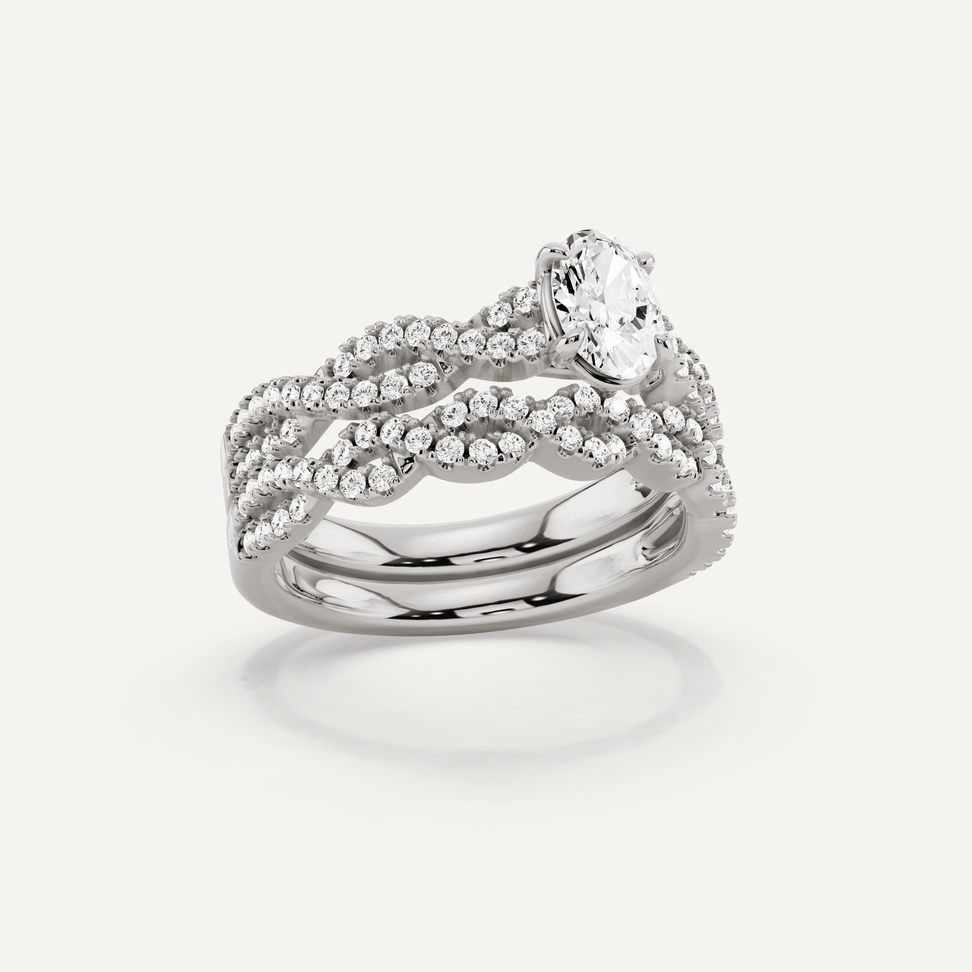 1 ctw Oval Diamond Double Twist Bridal Set - Lotus Diamond