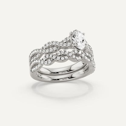 1 ctw Oval Diamond Double Twist Bridal Set - Lotus Diamond