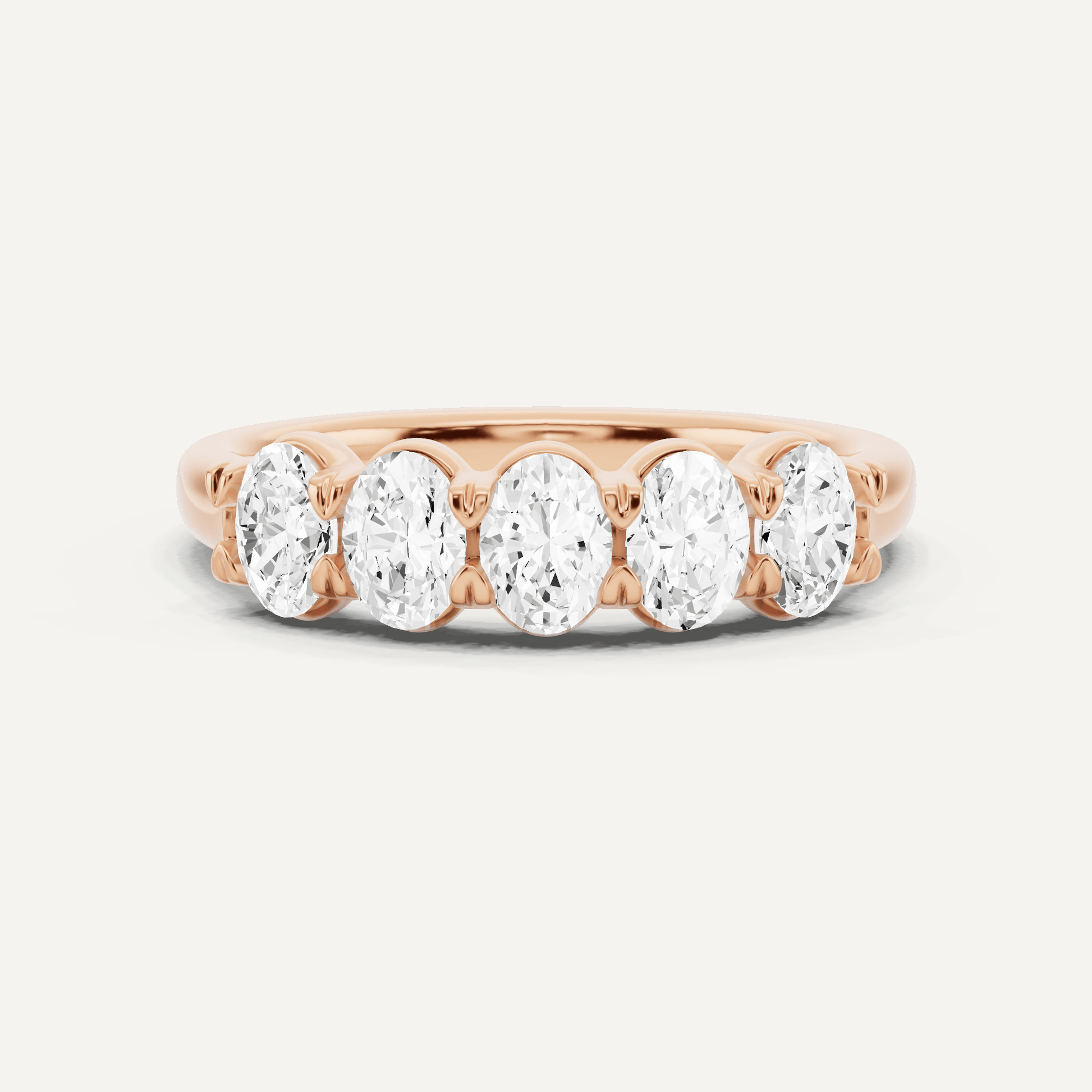 1 ctw Oval Diamond Five Stone Anniversary Band - Lotus Diamond