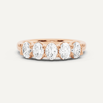 1 ctw Oval Diamond Five Stone Anniversary Band - Lotus Diamond