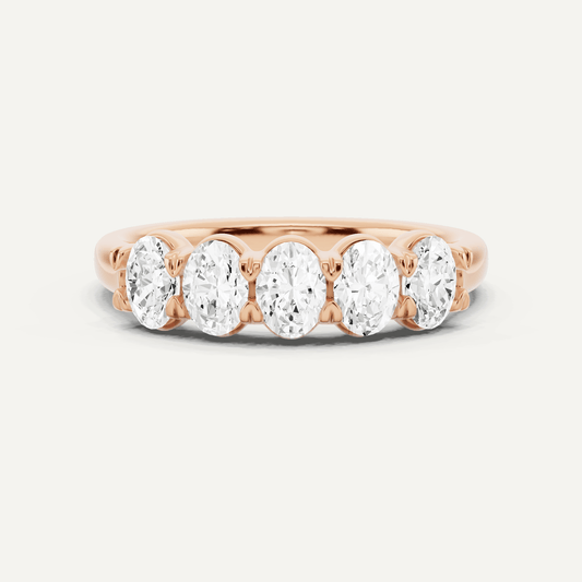 1 ctw Oval Diamond Five Stone Anniversary Band - Lotus Diamond