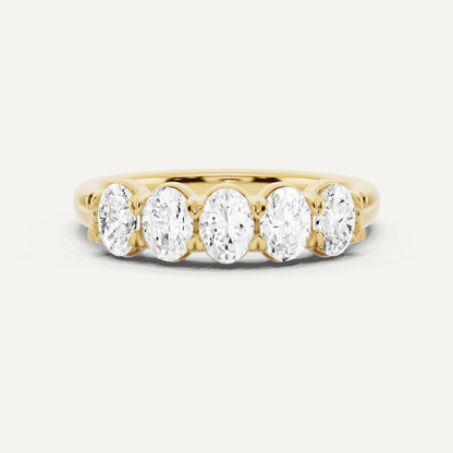 1 ctw Oval Diamond Five Stone Anniversary Band - Lotus Diamond