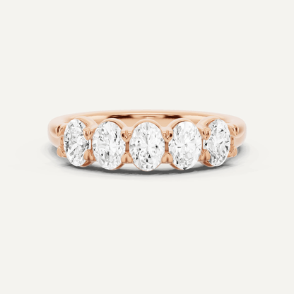 1 ctw Oval Diamond Five Stone Anniversary Band - Lotus Diamond