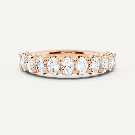 1 ctw Oval Diamond Prong Set Wedding Band - Lotus Diamond