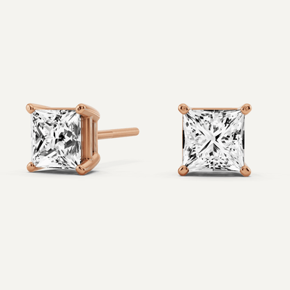1 ctw Princess Diamond Solitaire Stud Earrings - Lotus Diamond