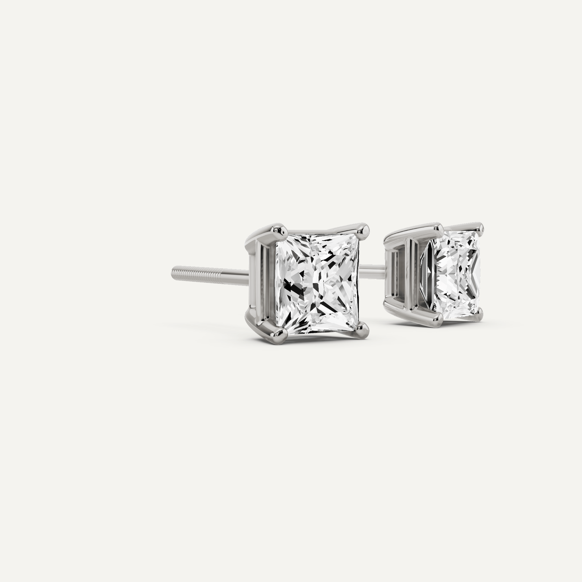 1 ctw Princess Diamond Solitaire Stud Earrings - Lotus Diamond
