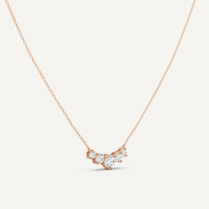 1 ctw Round Diamond Five Stone Fashion Necklace - Lotus Diamond