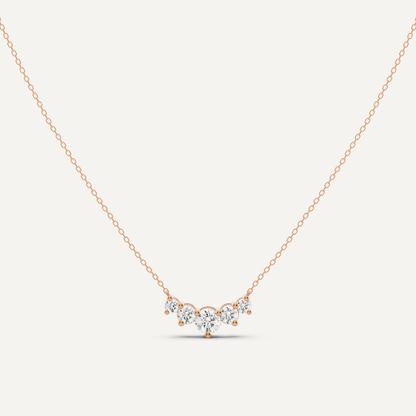 1 ctw Round Diamond Five Stone Fashion Necklace - Lotus Diamond