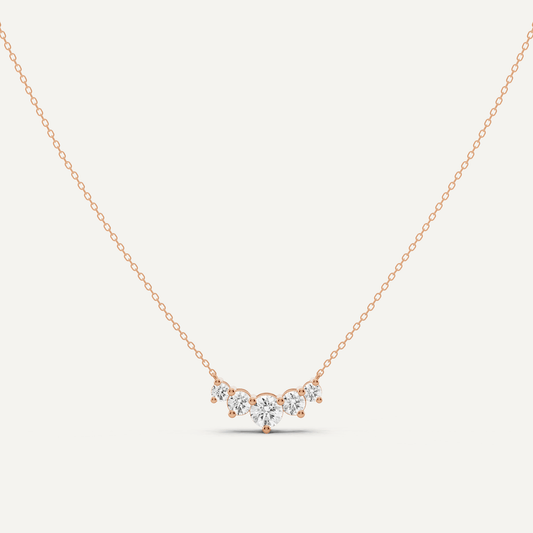 1 ctw Round Diamond Five Stone Fashion Necklace - Lotus Diamond