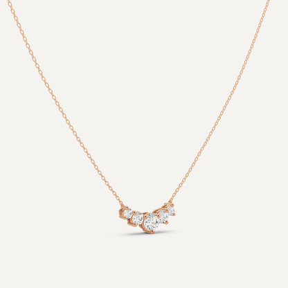 1 ctw Round Diamond Five Stone Fashion Necklace - Lotus Diamond