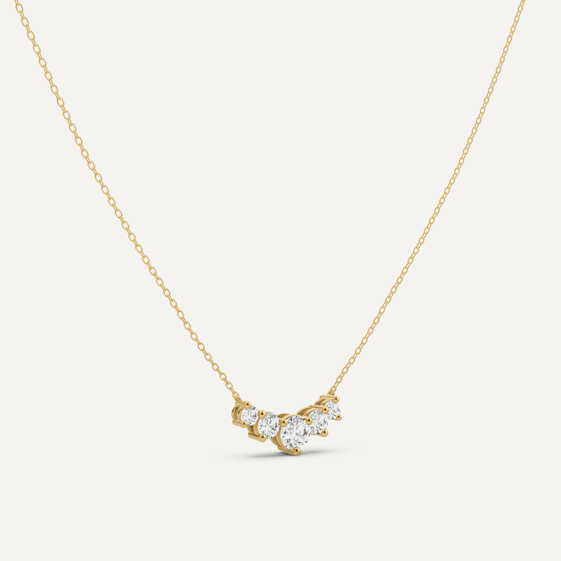 1 ctw Round Diamond Five Stone Fashion Necklace - Lotus Diamond