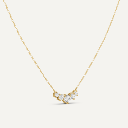1 ctw Round Diamond Five Stone Fashion Necklace - Lotus Diamond