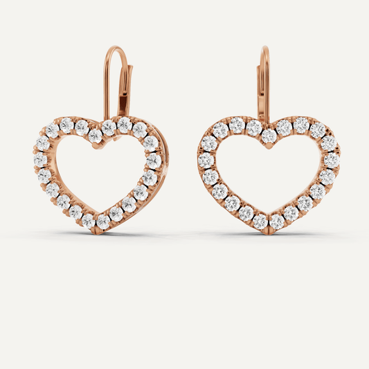 1 ctw Round Diamond Heart Shape Fashion Earrings - Lotus Diamond