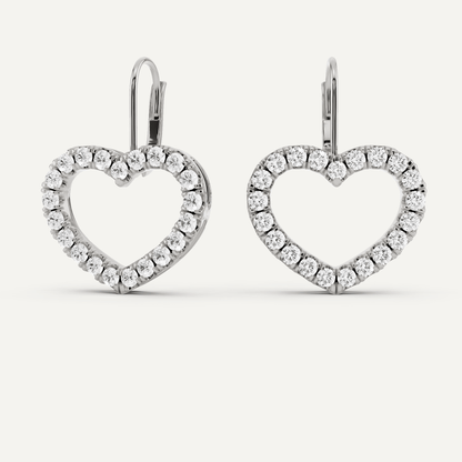 1 ctw Round Diamond Heart Shape Fashion Earrings - Lotus Diamond