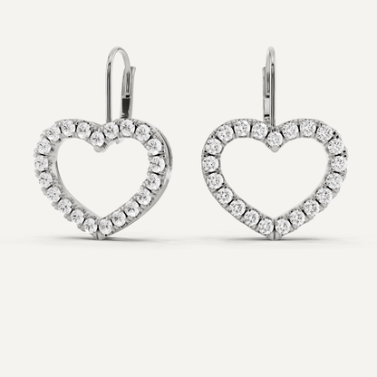 1 ctw Round Diamond Heart Shape Fashion Earrings - Lotus Diamond