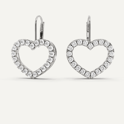 1 ctw Round Diamond Heart Shape Fashion Earrings - Lotus Diamond