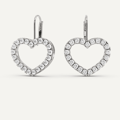 1 ctw Round Diamond Heart Shape Fashion Earrings - Lotus Diamond