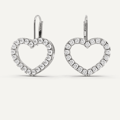 1 ctw Round Diamond Heart Shape Fashion Earrings - Lotus Diamond