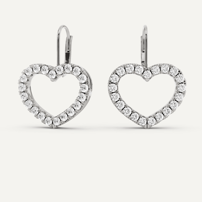 1 ctw Round Diamond Heart Shape Fashion Earrings - Lotus Diamond