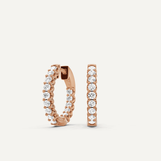 1 ctw Round Diamond Inside Out Hoop Earrings - Lotus Diamond