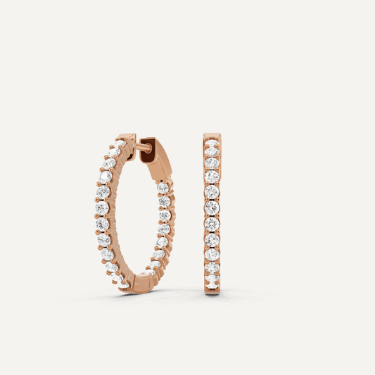 1 ctw Round Diamond Inside Out Hoop Earrings - Lotus Diamond
