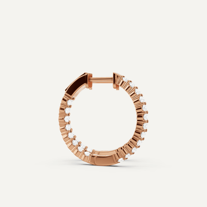 1 ctw Round Diamond Inside Out Hoop Earrings - Lotus Diamond