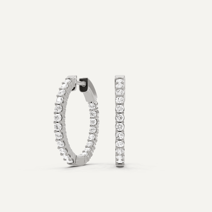 1 ctw Round Diamond Inside Out Hoop Earrings - Lotus Diamond
