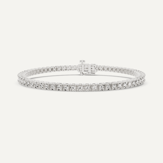 1 ctw Round Diamond Miracle Plate Four - Prong Tennis Bracelet - Lotus Diamond