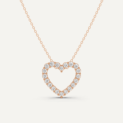 1 ctw Round Diamond Prong Set Heart Pendant - Lotus Diamond