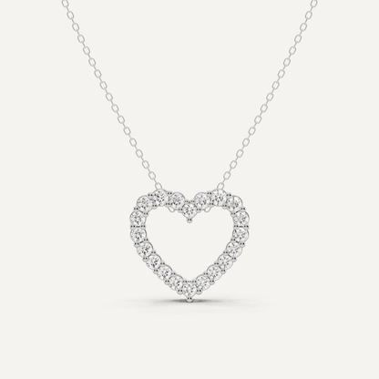 1 ctw Round Diamond Prong Set Heart Pendant - Lotus Diamond