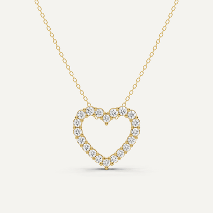 1 ctw Round Diamond Prong Set Heart Pendant - Lotus Diamond