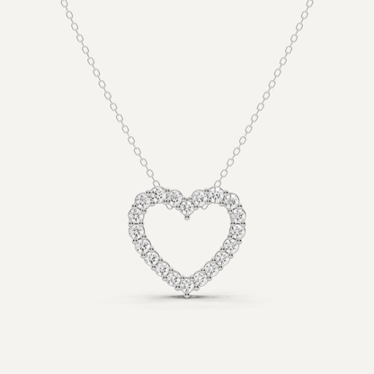 1 ctw Round Diamond Prong Set Heart Pendant - Lotus Diamond