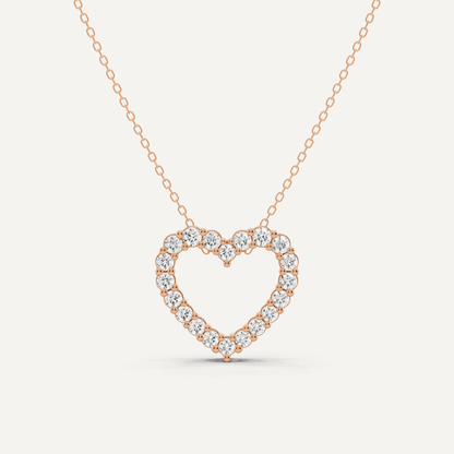 1 ctw Round Diamond Prong Set Heart Pendant - Lotus Diamond